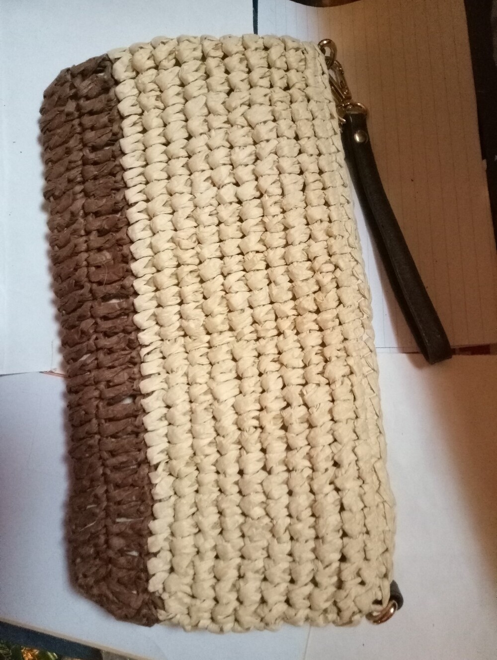 Charming Charlie NWOT Two Tone Crochet Straw Wristlet Clutch Bag